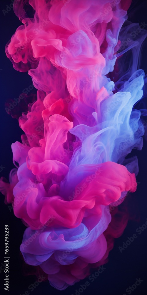 Cloudy smoke closeup, evaporates from bottle neck, blue purple and pink colors Generative AI Cloudy smoke closeup, evaporates from bottle neck, blue purple and pink colors Generative AI