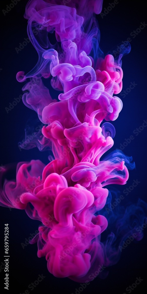 Cloudy smoke closeup, evaporates from bottle neck, blue purple and pink colors Generative AI Cloudy smoke closeup, evaporates from bottle neck, blue purple and pink colors Generative AI