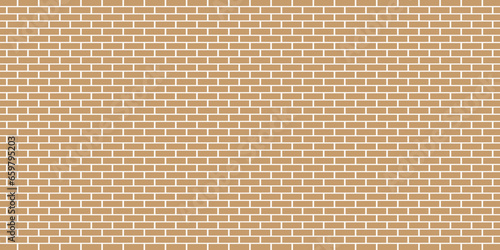Texture of wall made of standard color bricks. Vector seamless brown brick wall texture.