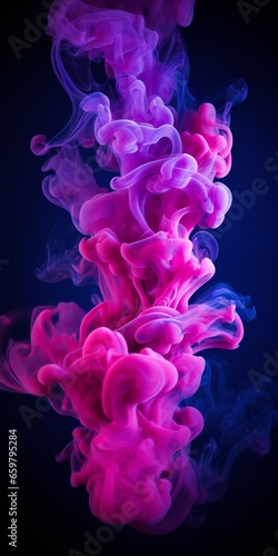 Cloudy smoke closeup, evaporates from bottle neck, blue purple and pink colors Generative AI