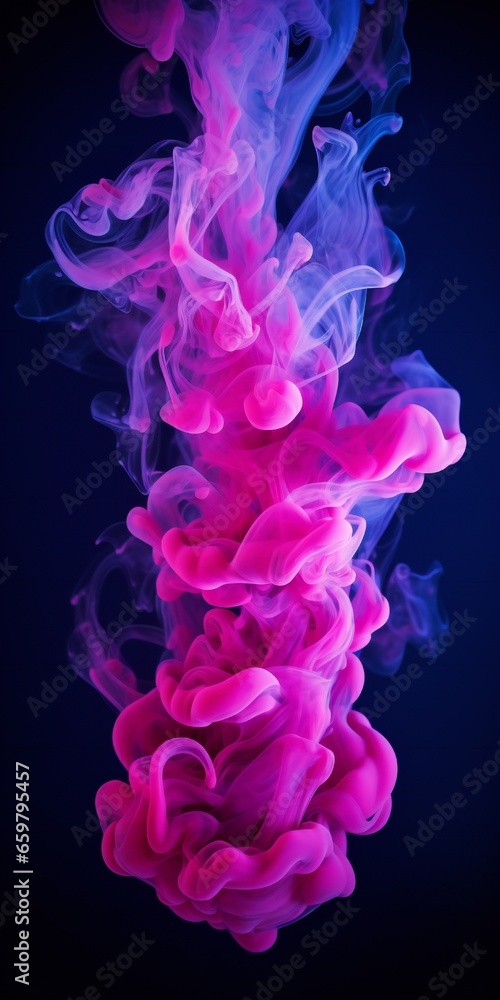 Cloudy smoke closeup, evaporates from bottle neck, blue purple and pink colors Generative AI Cloudy smoke closeup, evaporates from bottle neck, blue purple and pink colors Generative AI