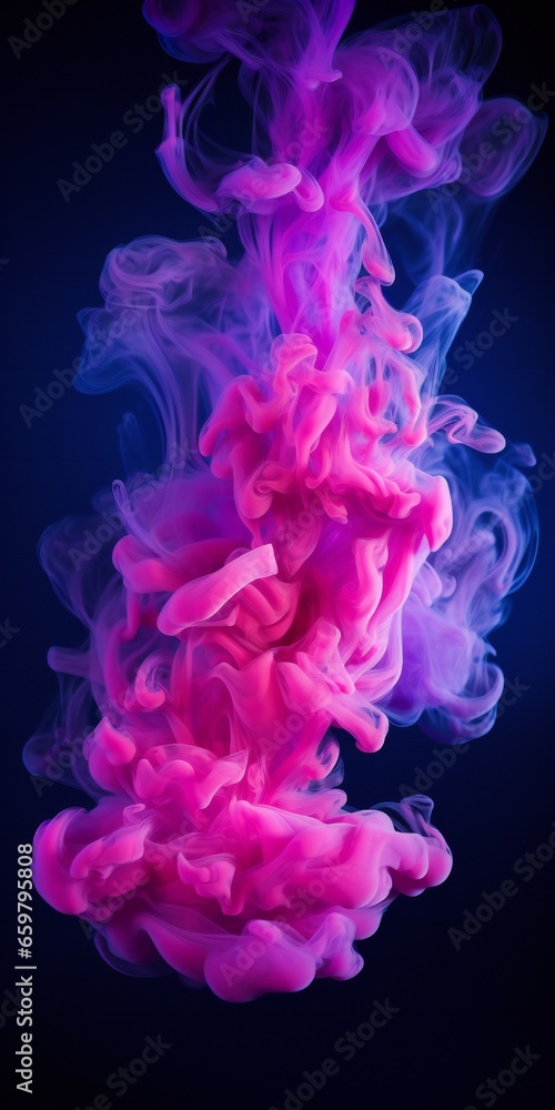 Cloudy smoke closeup, evaporates from bottle neck, blue purple and pink colors Generative AI Cloudy smoke closeup, evaporates from bottle neck, blue purple and pink colors Generative AI