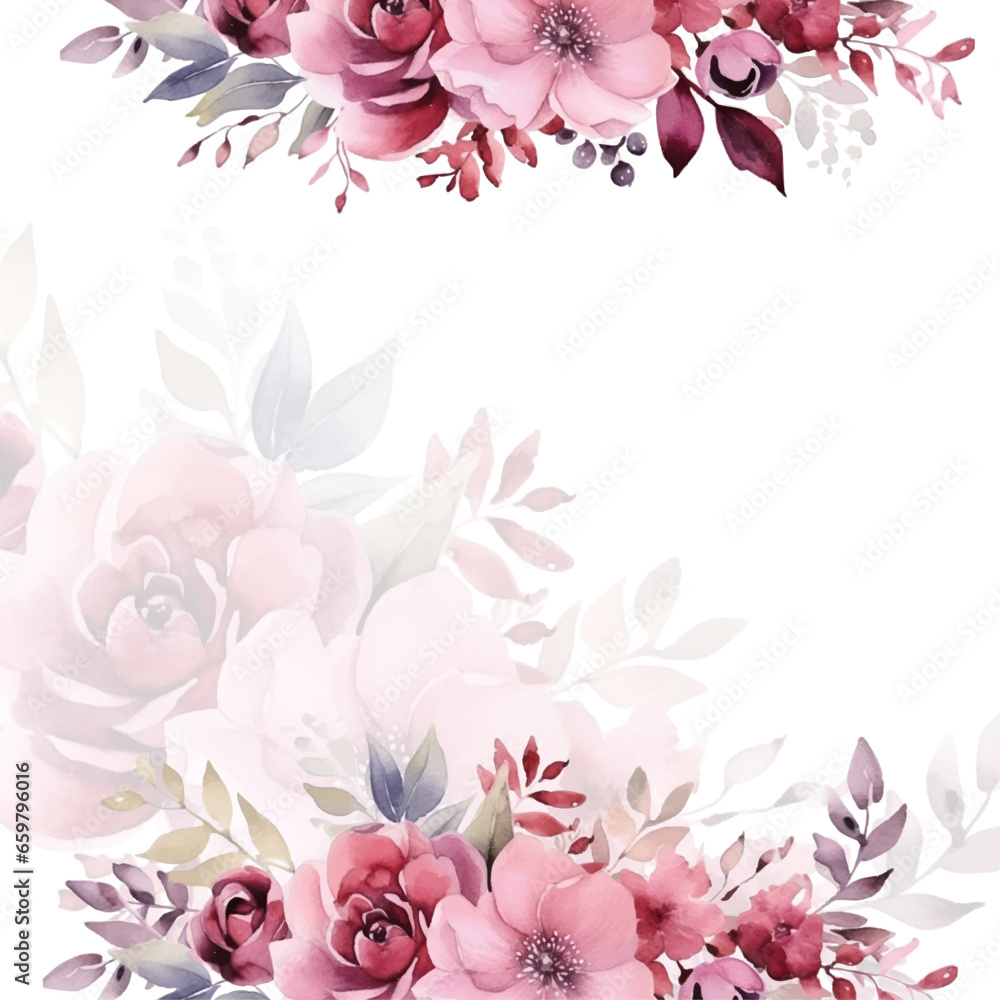 Pink modern wreath background invitation frame with flora and flower Pink modern wreath background invitation frame with flora and flower