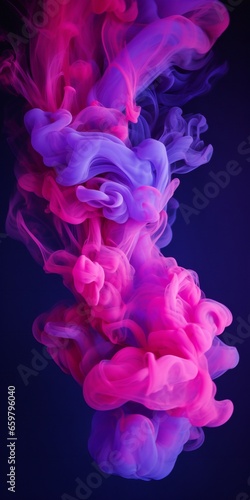 Cloudy smoke closeup, evaporates from bottle neck, blue purple and pink colors Generative AI