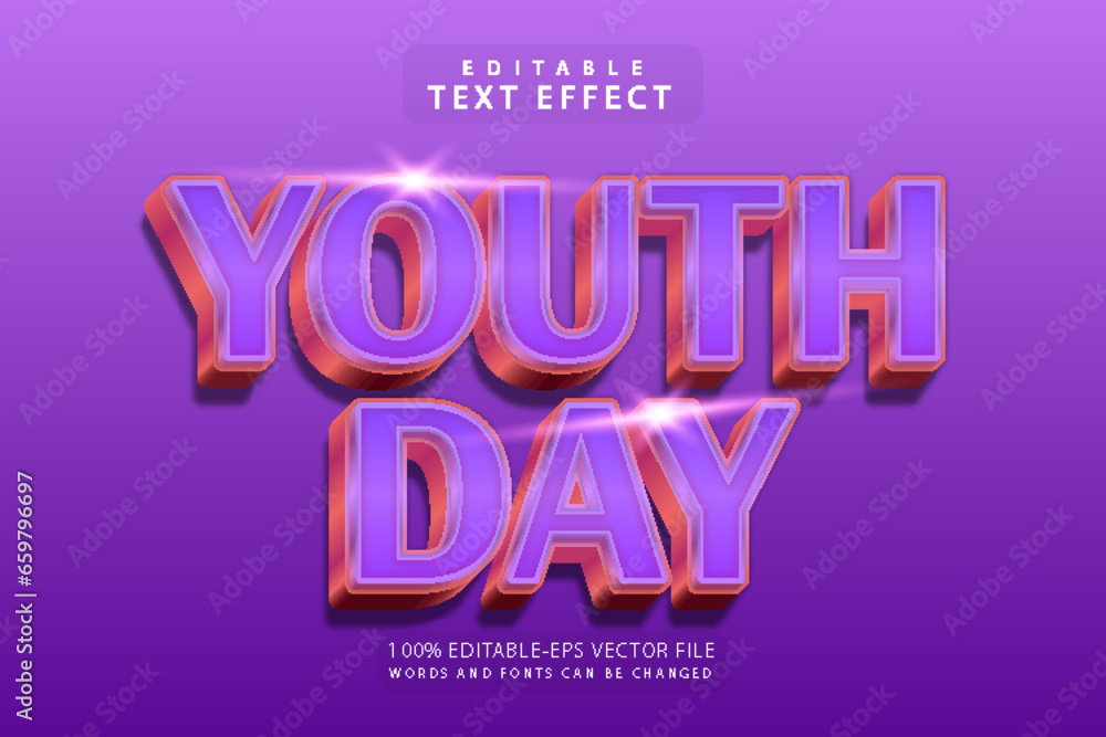 Youth day editable text effect 3 dimension emboss modern style Youth day editable text effect 3 dimension emboss modern style