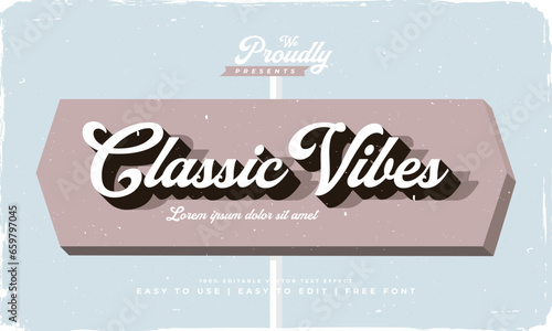 vintage retro old style American motel road sign text effect