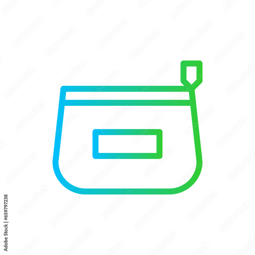 Make up bag skincare and beauty care icon with blue and green gradient outline style. bag, makeup, beauty, cosmetic, lipstick, pouch, fashion. Vector Illustration Make up bag skincare and beauty care icon with blue and green gradient outline style. bag, makeup, beauty, cosmetic, lipstick, pouch, fashion. Vector Illustration