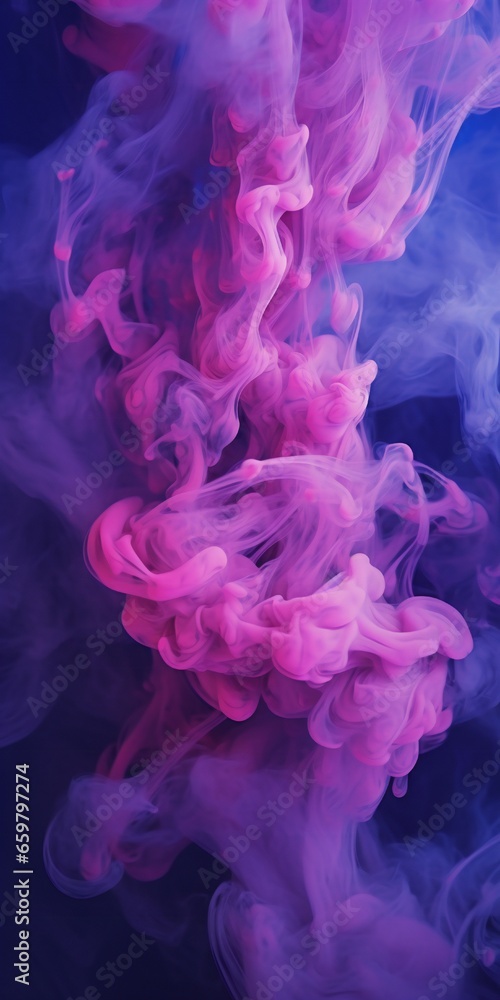 Cloudy smoke closeup, evaporates from bottle neck, blue purple and pink colors Generative AI Cloudy smoke closeup, evaporates from bottle neck, blue purple and pink colors Generative AI