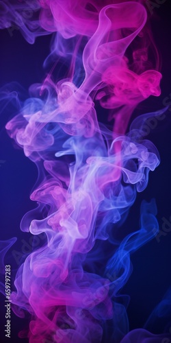 Cloudy smoke closeup  evaporates from bottle neck  blue purple and pink colors Generative AI