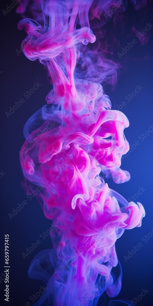 Cloudy smoke closeup, evaporates from bottle neck, blue purple and pink colors Generative AI Cloudy smoke closeup, evaporates from bottle neck, blue purple and pink colors Generative AI
