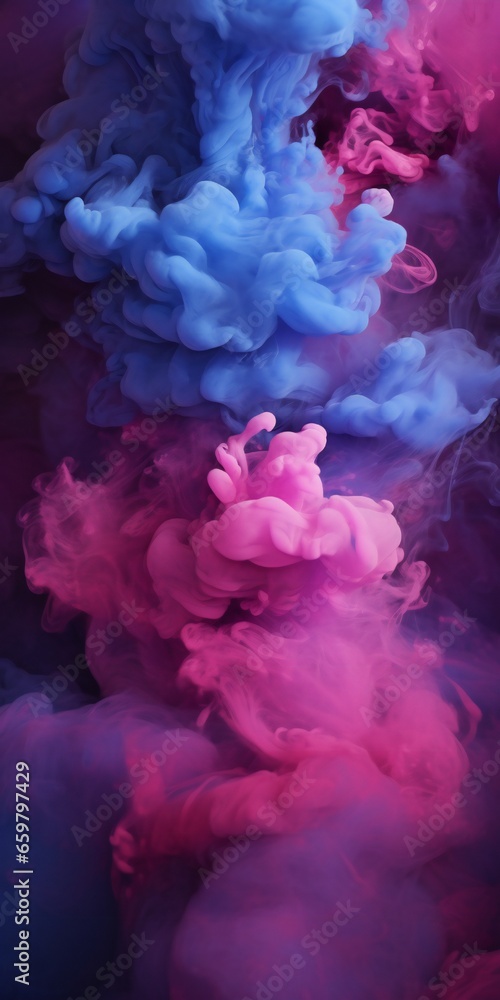 Cloudy smoke closeup, evaporates from bottle neck, blue purple and pink colors Generative AI Cloudy smoke closeup, evaporates from bottle neck, blue purple and pink colors Generative AI