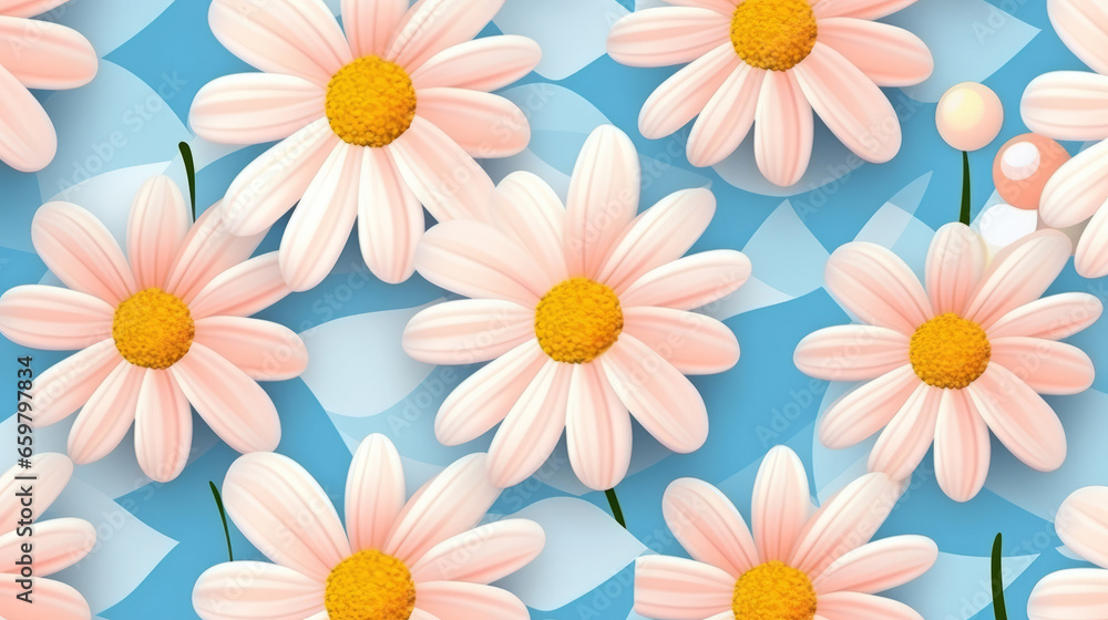Obraz premium Abstrac flower art seamless pattern illustration. Modern hand drawn floral painting