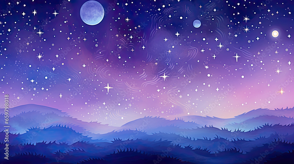 Purple starry night background