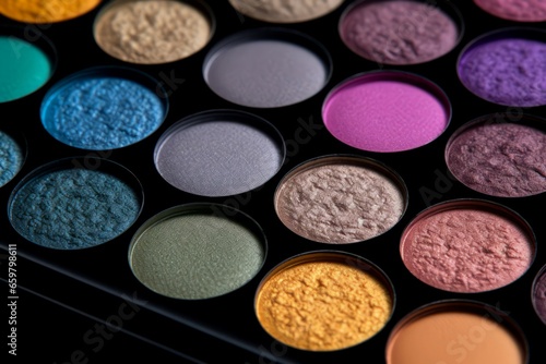 Eyeshadows palette colorful fashion. Make up. Generate Ai
