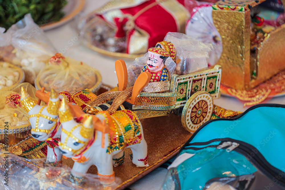 Naklejka premium Toy placed on a table in an Indian wedding 
