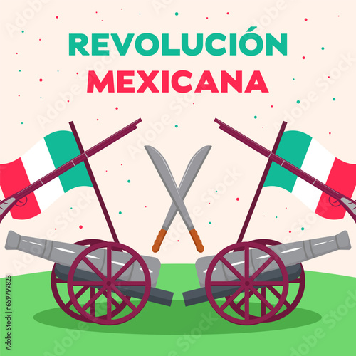 vector revolucion mexicana illustration concept design in flat style