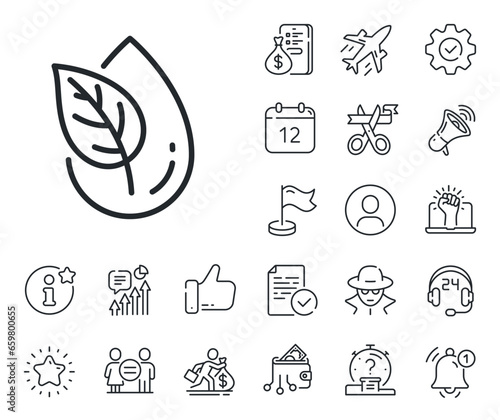 No artificial colors sign. Salaryman, gender equality and alert bell outline icons. Organic product line icon. Natural flavors symbol. Organic product line sign. Vector