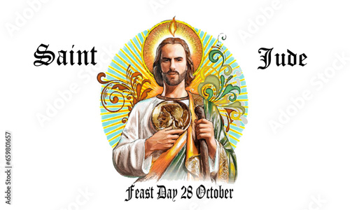 Saint Jude Thaddeus Feast day vector designs for t-shirts, banner, posters, greetings, cards, templates.. photo