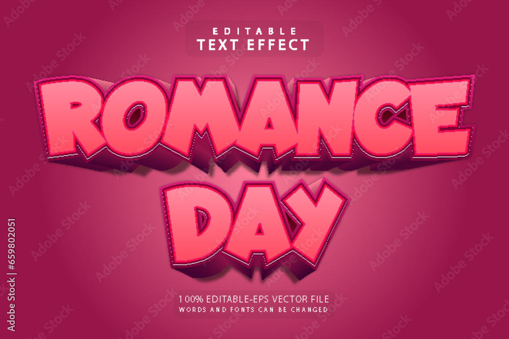 Fototapeta premium Romance day editable text effect 3 dimension emboss cartoon style