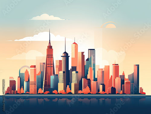 Modern city skyline illustrations