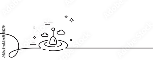 Fishing float line icon. Continuous one line with curl. Bobber for rod sign. Fisherman tackle symbol. Fishing float single outline ribbon. Loop curve pattern. Vector
