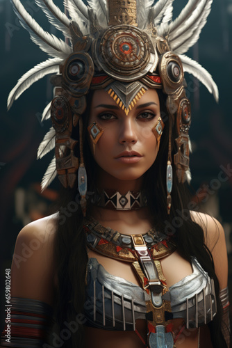 Portrait of a beautiful aztec woman photo