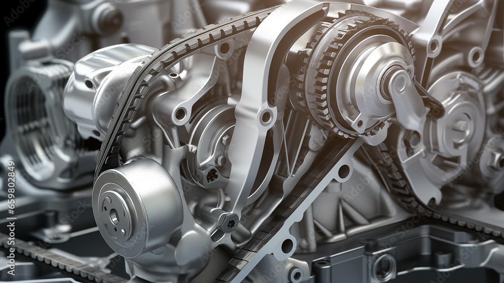 gears replacement of the timing belt in the engine, abstract background texture of the mechanism of the car engine fictional graphics gears replacement of the timing belt in the engine, abstract background texture of the mechanism of the car engine fictional graphics