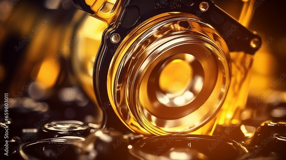 abstract background golden machine grease, lubrication amber transparent background texture liquid, engine oil