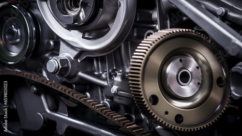 gears replacement of the timing belt in the engine, abstract background texture of the mechanism of the car engine fictional graphics photo