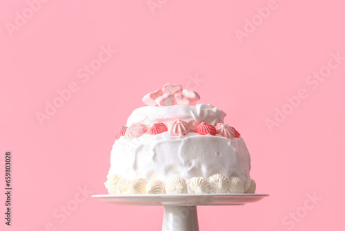Dessert stand with tasty bi...