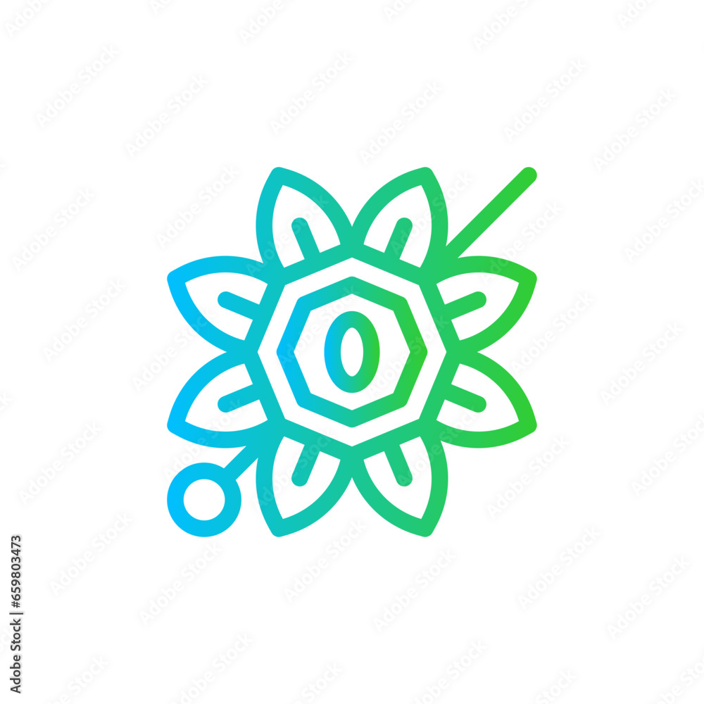 Brooch jewelry icon with blue and green gradient outline style. jewelry, pendant, brooch, diamond, fashion, jewel, ring. Vector Illustration