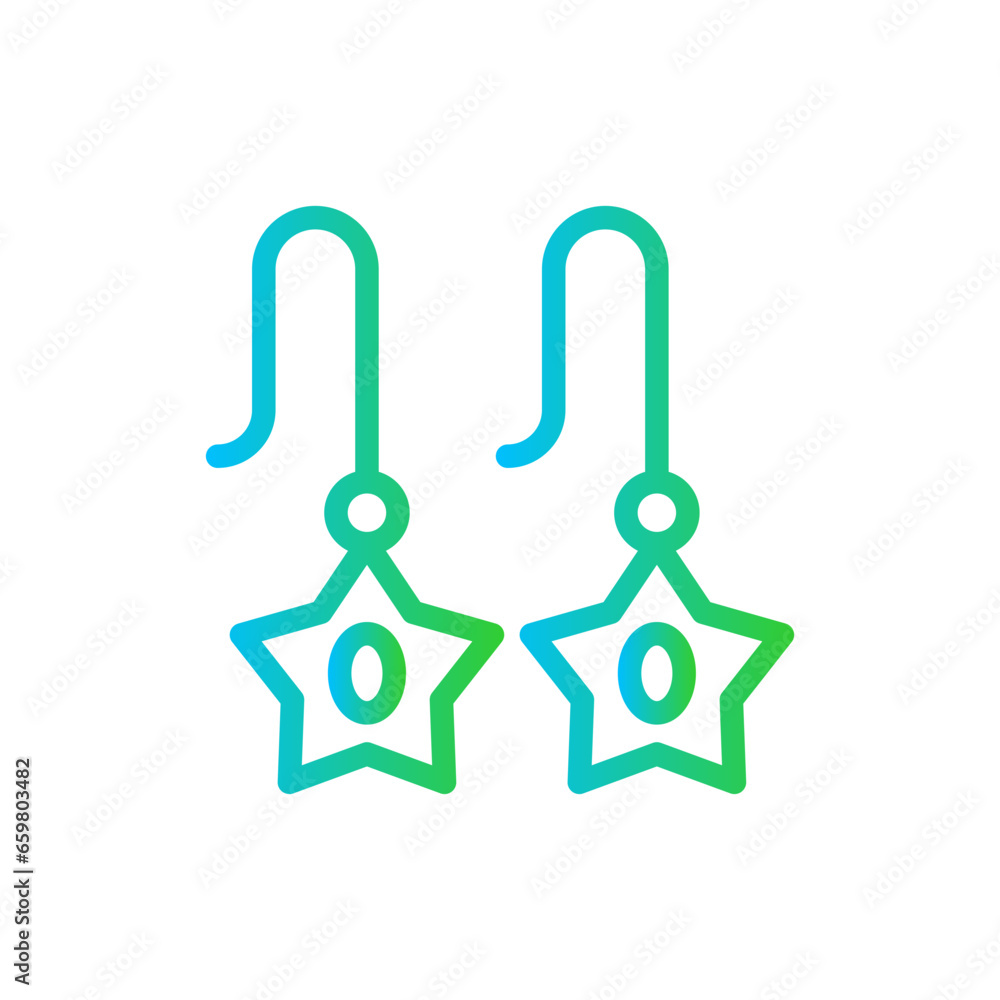 Earrings jewelry icon with blue and green gradient outline style. pearl, jewelry, pendant, diamond, gift, gold, luxury. Vector Illustration Earrings jewelry icon with blue and green gradient outline style. pearl, jewelry, pendant, diamond, gift, gold, luxury. Vector Illustration