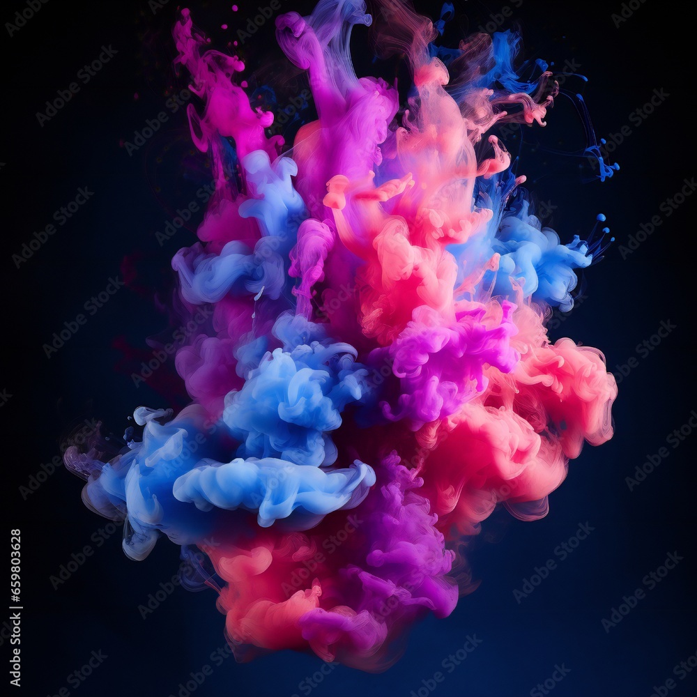 Colorful chimney smoke, top down, black background Generative AI Colorful chimney smoke, top down, black background Generative AI