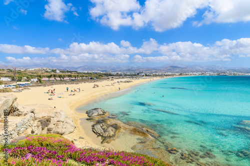 Landscape with Agios Prokopios beach, Naxos island, Greece Cyclades