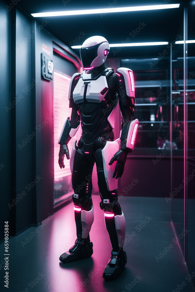 Cyberpunk robot, neon, background cyberpunk. A robot, warior with armour and weapon. Wars in space. Humanoid. Digital art, Fantasy art, Cyberpunk robot, neon, background cyberpunk. A robot, warior with armour and weapon. Wars in space. Humanoid. Digital art, Fantasy art,