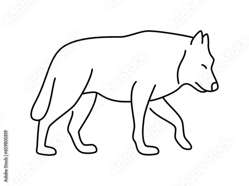 Wolf linear vector icon. Isolated outline of an wolf on a white background. Wolf drawing. © Andrii