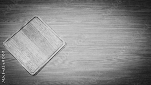 Cutting board on a wooden table 