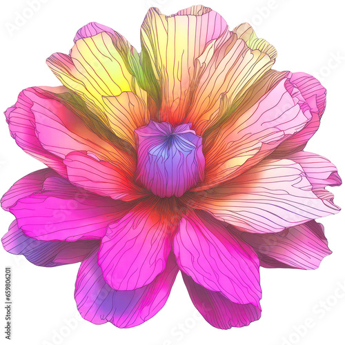 A single flower blooms. Pink, watercolor style.