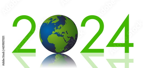 Carte de vœux 2024, sur la protection de l’environnement, l’écologie et la lutte contre le dérèglement climatique avec les énergie renouvelable.