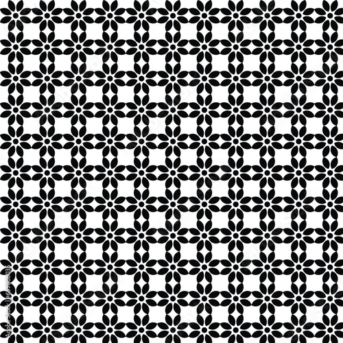 Flower black pattern on white seamless background