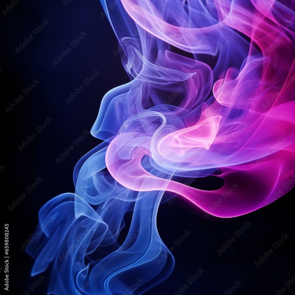 Soft chimney smoke, top down, blue, purple and pink colors, black background Generative AI Soft chimney smoke, top down, blue, purple and pink colors, black background Generative AI