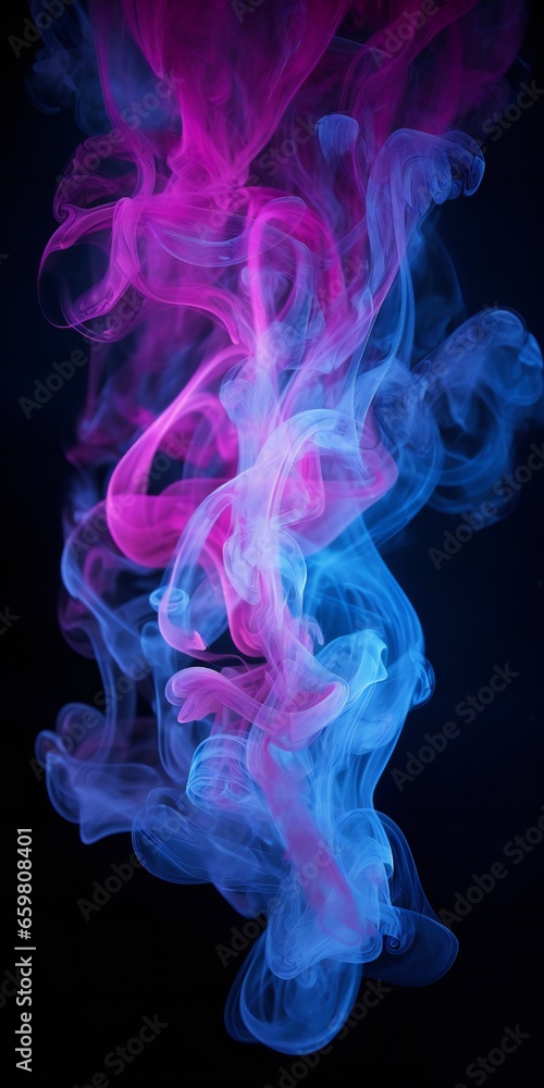 Soft chimney smoke, top down, blue, purple and pink colors, black background Generative AI Soft chimney smoke, top down, blue, purple and pink colors, black background Generative AI