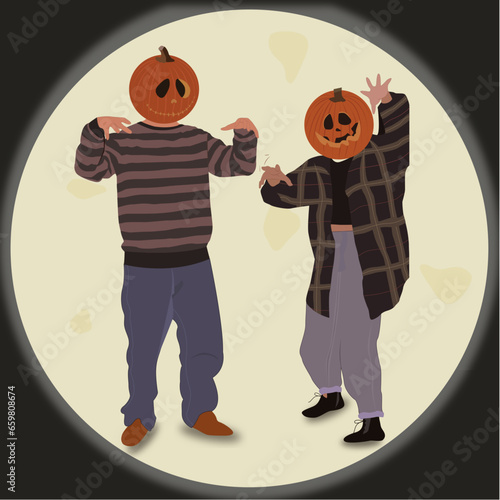 guy and girl with pumpkin head