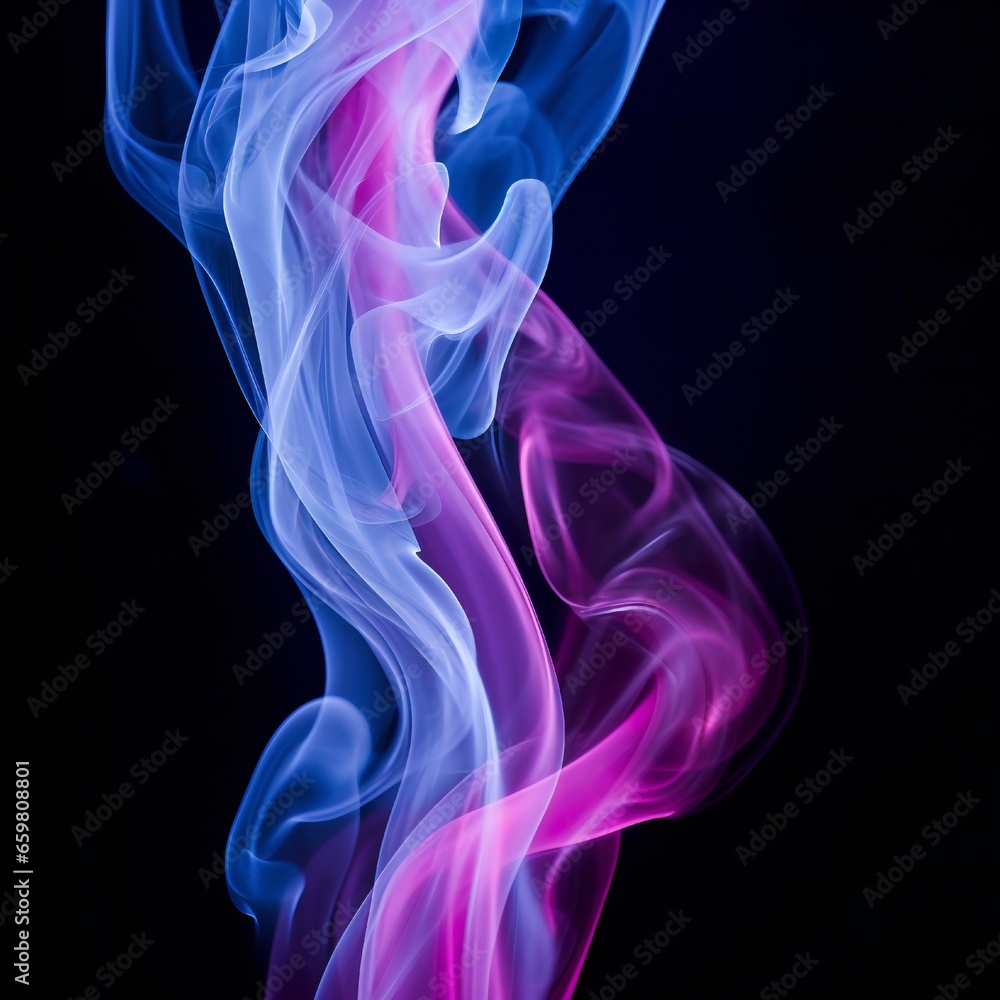 Soft chimney smoke, top down, blue, purple and pink colors, black background Generative AI Soft chimney smoke, top down, blue, purple and pink colors, black background Generative AI