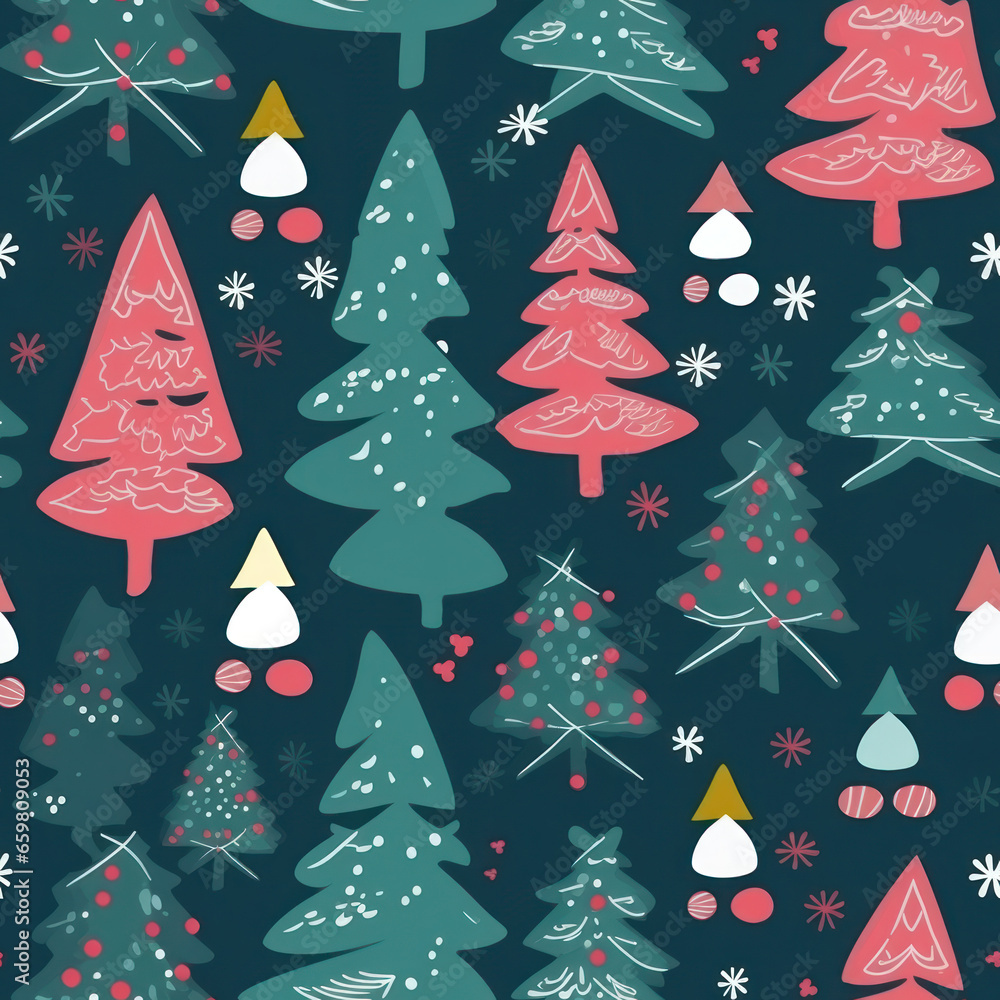 Christmas Seamless Pattern, Infinite Digital Paper, Generative AI