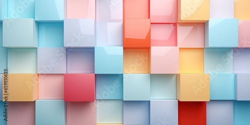 Abstract bright geometric pastel colors colored gloss texture wall with squares and rectangles background