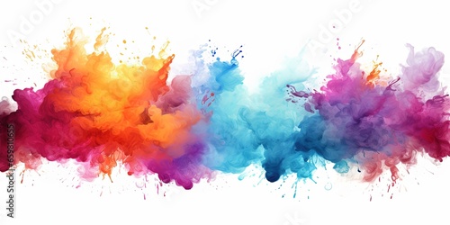 Abstract colorful rainbow color painting illustration texture - watercolor splashes, isolated on white background