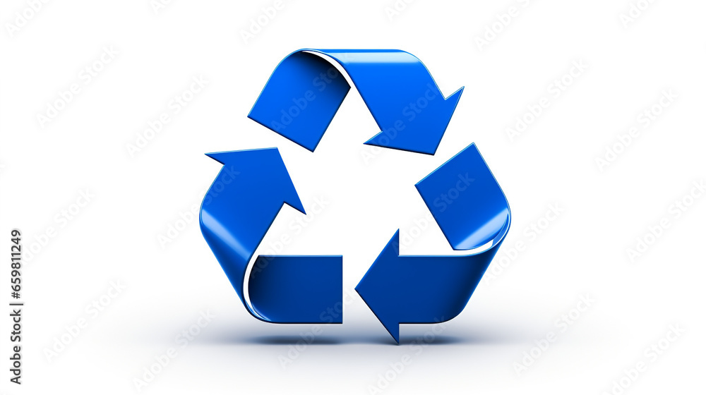 Recycling Sign In Light And Dark Blue On A White Background Recycling Sign In Light And Dark Blue On A White Background