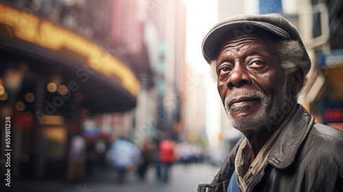 A black senior man on the street of the City