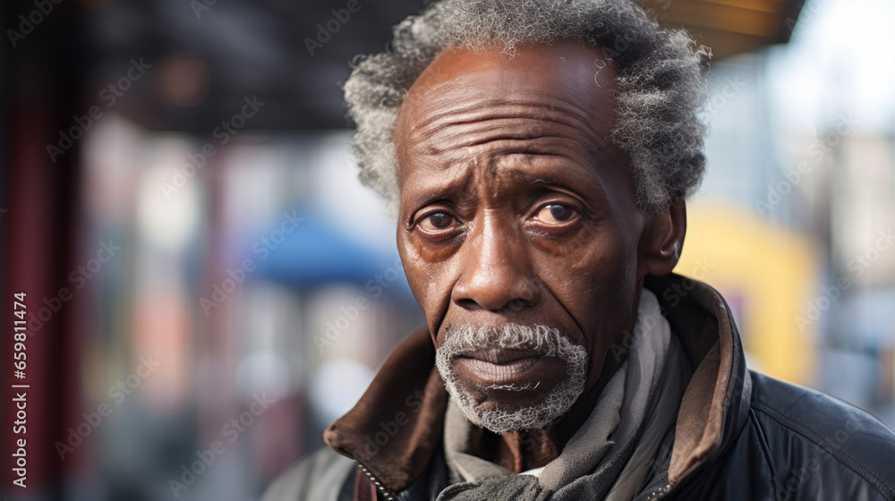 Fototapeta premium Black senior man on the street of City